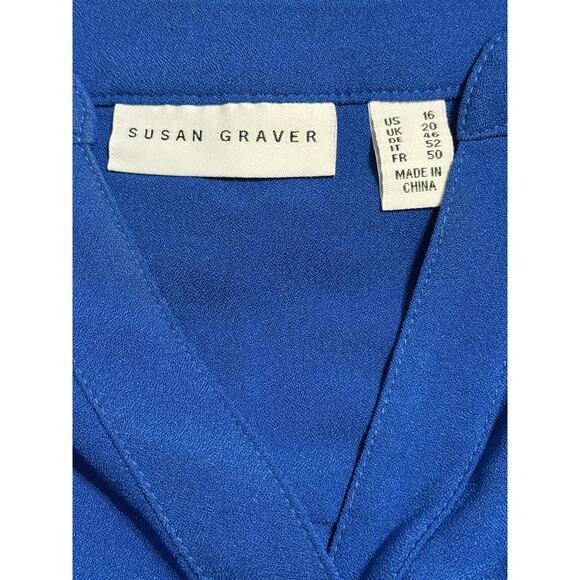 Susan Graver Royal Blue Long Sleeve Blouse, Size 16 - Picture 6 of 7